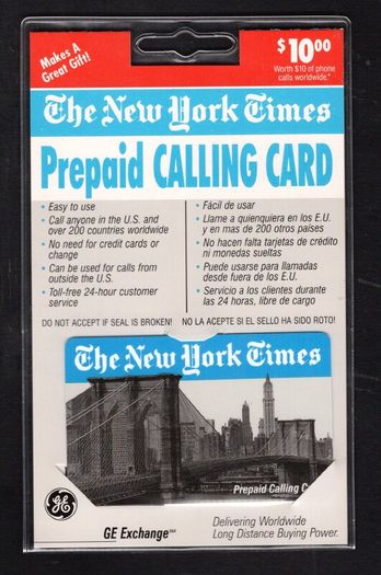 1995 USA 10 The New York Times - Brooklyn Bridge (Remote Memory) Phone Card Mint in Packaging