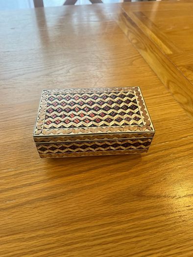 Vintage Eastern European Straw Marquerty Jewellery Box
