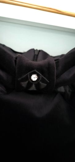 VINTAGE Official black velvet bow bardot Sz 12UK ( Fit 8-10UK)