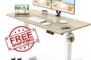 NEW SALE | 120 x 60cm Electric Standing Desk with USB Charging Port (New Sedentary Reminder), Height Adjustable Standing Desk with Cable Tray and Wheels, Small Sit Stand Desk for Home Office