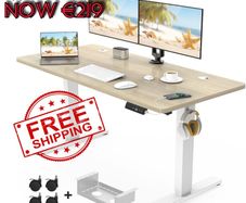 NEW SALE | 120 x 60cm Electric Standing Desk with USB Charging Port (New Sedentary Reminder), Height Adjustable Standing Desk with Cable Tray and Wheels, Small Sit Stand Desk for Home Office