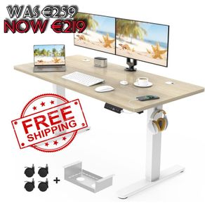NEW SALE | 120 x 60cm Electric Standing Desk with USB Charging Port (New Sedentary Reminder), Height Adjustable Standing Desk with Cable Tray and Wheels, Small Sit Stand Desk for Home Office