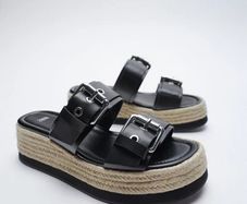 Zara Slip On Espadrille Black Sandals