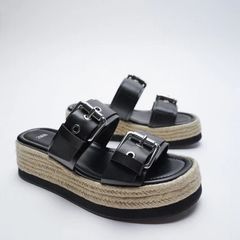 Zara Slip On Espadrille Black Sandals