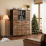 Dresser for Bedroom with 10 Fabric Drawers, Tall Chest of Dreawers, Storage Organizer Closet, Wooden Top, Metal Frame, Mesh Door, Rustic Brown Image 6
