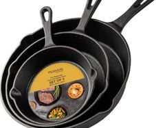 Pre-Seasoned Cast Iron Skillet Frying Pans Oven Safe Cookware for Indoor & Outdoor Use - Grill, StoveTop