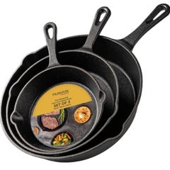 Pre-Seasoned Cast Iron Skillet Frying Pans Oven Safe Cookware for Indoor & Outdoor Use - Grill, StoveTop