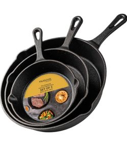Pre-Seasoned Cast Iron Skillet Frying Pans Oven Safe Cookware for Indoor & Outdoor Use - Grill, StoveTop
