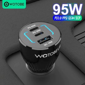 WOTOBEUS 95W PD/PPS/QC4.0 Triple USB Mobile/Tab/Laptop Super Fast Car Charger (Brand New/Warranty)