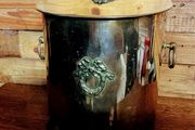 1970s solid  brass fireside container