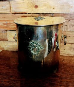 1970s solid  brass fireside container