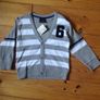 Age 1.5-2 NEXT Grey & White Striped Cardigan Image 2