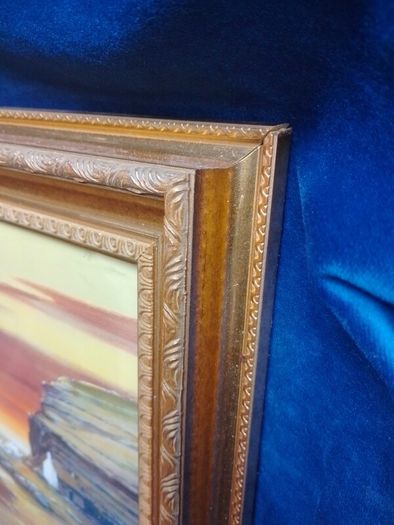 Can post! Vintage Framed Coastal Sunset Print ("A. Peters")