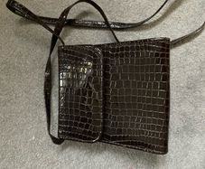 brown crossbody snake print