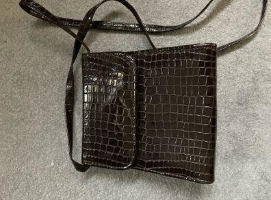 brown crossbody snake print