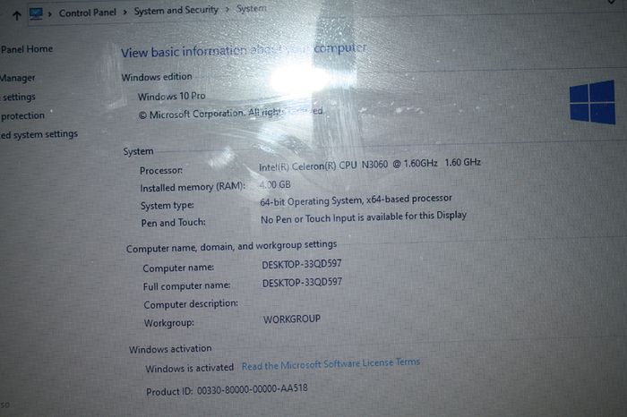 HP Laptop 14-ac000nf, Intel Celeron N3060, 4GB Ram, 32GB eMMc, 14" HD WIN 10