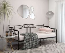 Sofa Bed Frame Black Metal 90x200 cm