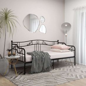 Sofa Bed Frame Black Metal 90x200 cm
