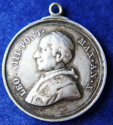 Antique 1888 Papal States Sterling Silver Medal. Pope Leo XIII. 50th Episcopal Preisthood. 11,1g