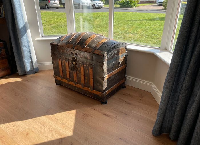Vintage American Dome-Top Steamer Trunk / Storage Chest