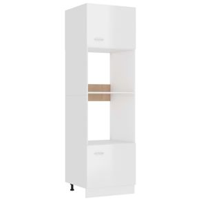 Microwave Cabinet High Gloss White 60x57x207 cm Chipboard