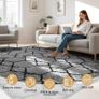 Geometric Rugs Living Room - 160x230cm Extra Large Grey Rug, Ultra Soft Fluffy Shaggy Rug for living room, Washable Anti Slip Area Rug Carpet for bedroom Decor Kid Baby Room Image 3