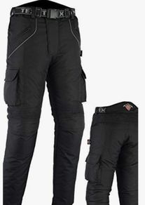 Texpeed Mens All Black Waterproof Armoured Motorcycle Motorbike Biker Trousers/Pants With CE Armour