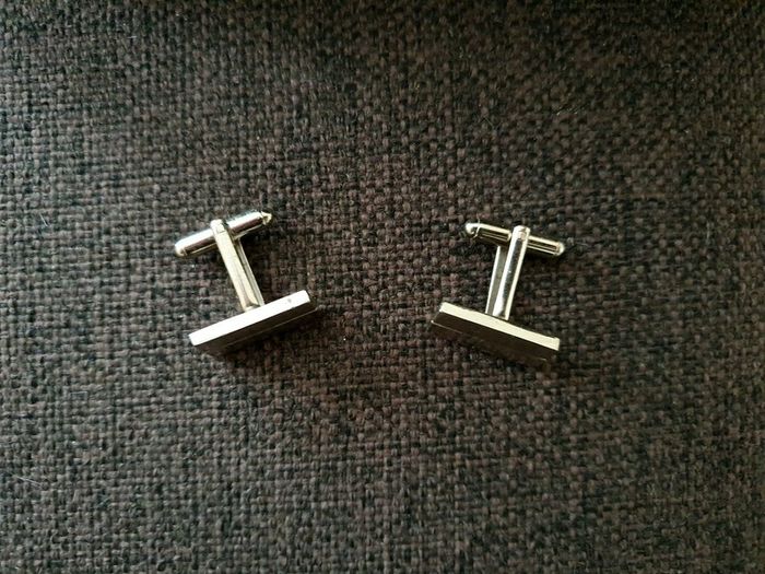 4 Pairs Men's Cufflinks - Silver & Blue Modern Designs