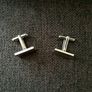 4 Pairs Men's Cufflinks - Silver & Blue Modern Designs Image 9