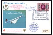 1977 Great Britain Concorde Flight Cover (with approval of British Aircraft Corporation) SST Inaugural Transatlantic Flight. New York to London. Signed by Captain Brian Walpole.
