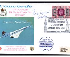 1977 Great Britain Concorde Flight Cover (with approval of British Aircraft Corporation) SST Inaugural Transatlantic Flight. New York to London. Signed by Captain Brian Walpole.