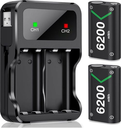 Rechargeable Battery Pack for Xbox One/Series X|S,2x6200mWh Xbox Controller Battery Pack for Series X|S/S/X/Elite Controller-Q08