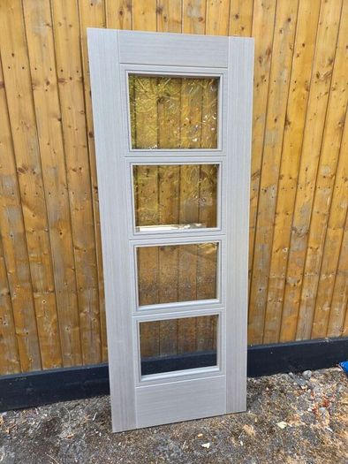 interior grey door glazed