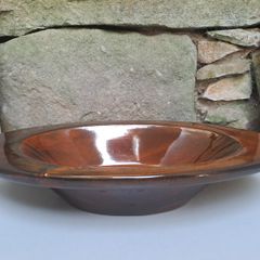 Brown glazed oval bowl