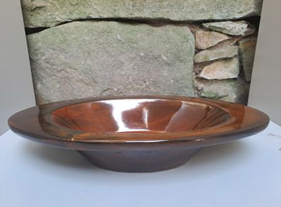 Brown glazed oval bowl