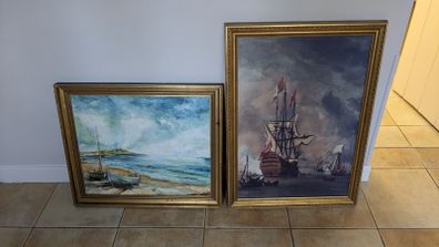 Two framed nautical paintings - maritime art