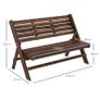 2-Person Garden Bench, Rustic Design, Foldable, Natural Wood, 122 x 63 x 83 cm, Carbonized Surface Image 2