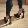 Black double platform adjustable ankle straps sandals Image 2