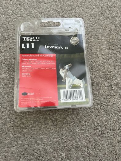 Sealed Tesco L11 Black Remanufactured Ink Cartridge for Lexmark 16
