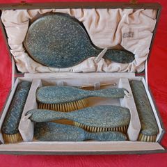 Harrods Vintage Grooming Set. Boxed & Monogrammed 'A'. Heavy Set.
