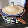 Pottery Dish With Lid & Wooden Spatula Image 2