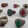 Antique Ring Lot 15 Mixed Brass, Stone & Glass Rings Image 5