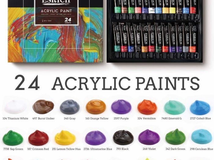 Professional Acrylic Paint Set,47PCS with Brush,Acrylic Paint,Easel,Blank Canvas,Palette,Paint Knife,Brush Cup and Art Sponge