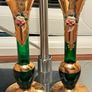 2 x Emerald Green Bohemian Art Glass Bud Vases Image 2