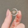 Crescent Moon Star Adjustable Crystal Gold Tone Ring Image 2