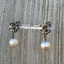 chanel pearl earrings with Crystal Heart Design Silver Hardware Image 3