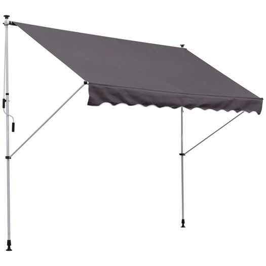 Balcony 3 x 1.5m Manual Adjustable Awning DIY Patio Clamp Awning Canopy Grey