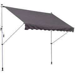 Balcony 3 x 1.5m Manual Adjustable Awning DIY Patio Clamp Awning Canopy Grey