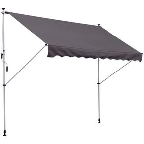 Balcony 3 x 1.5m Manual Adjustable Awning DIY Patio Clamp Awning Canopy Grey