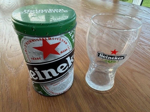 Small Heineken 0.25L Glass & Tin Can (New)